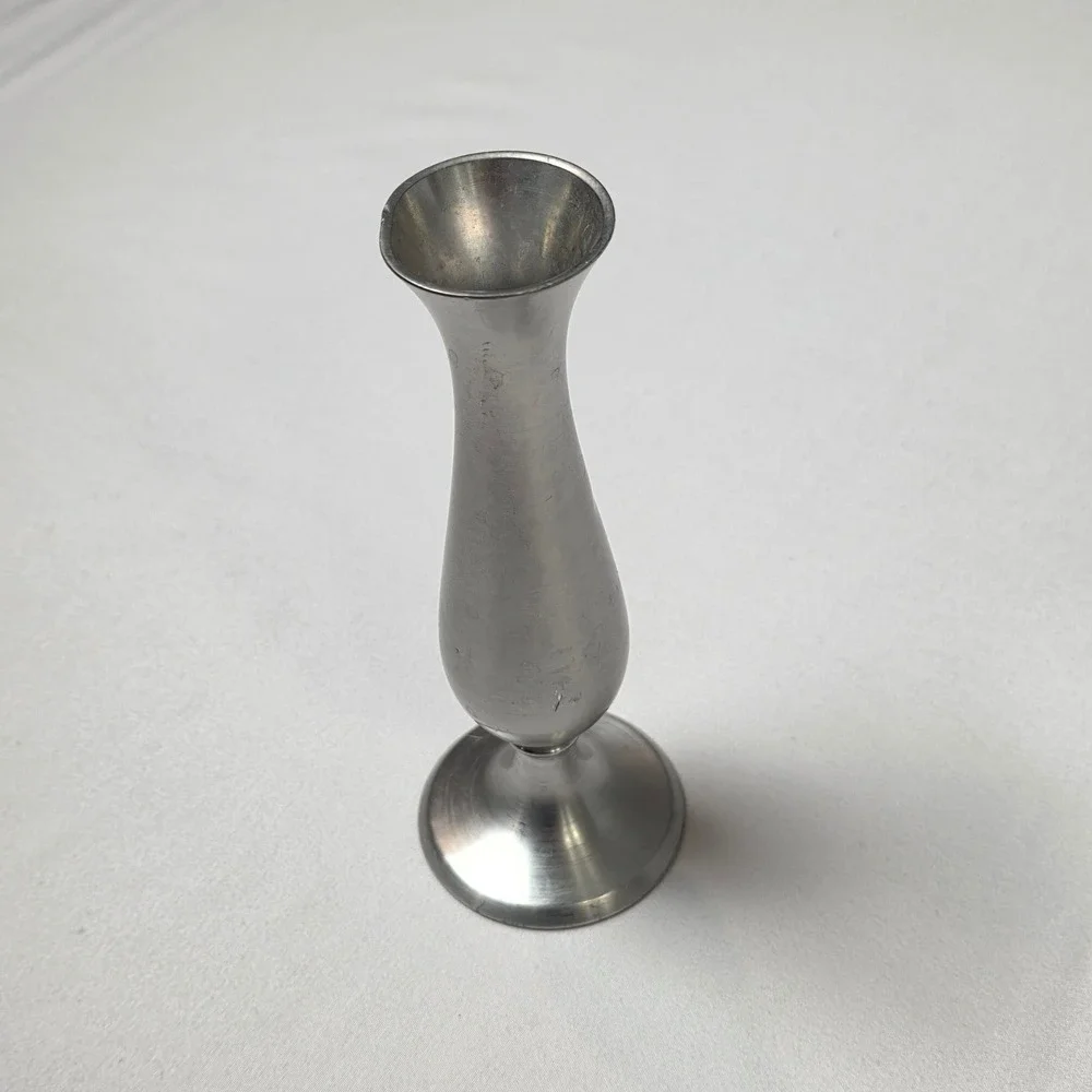 Leonard Pewter Bud Vase Vintage‎ Silver Tone Trumpet Shape 6